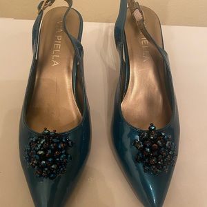 Patten leather shoes